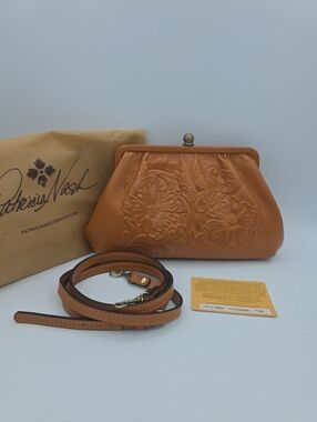Patricia Nash Tooled Leather Frame Convertible Crossbody Clutch Purse
